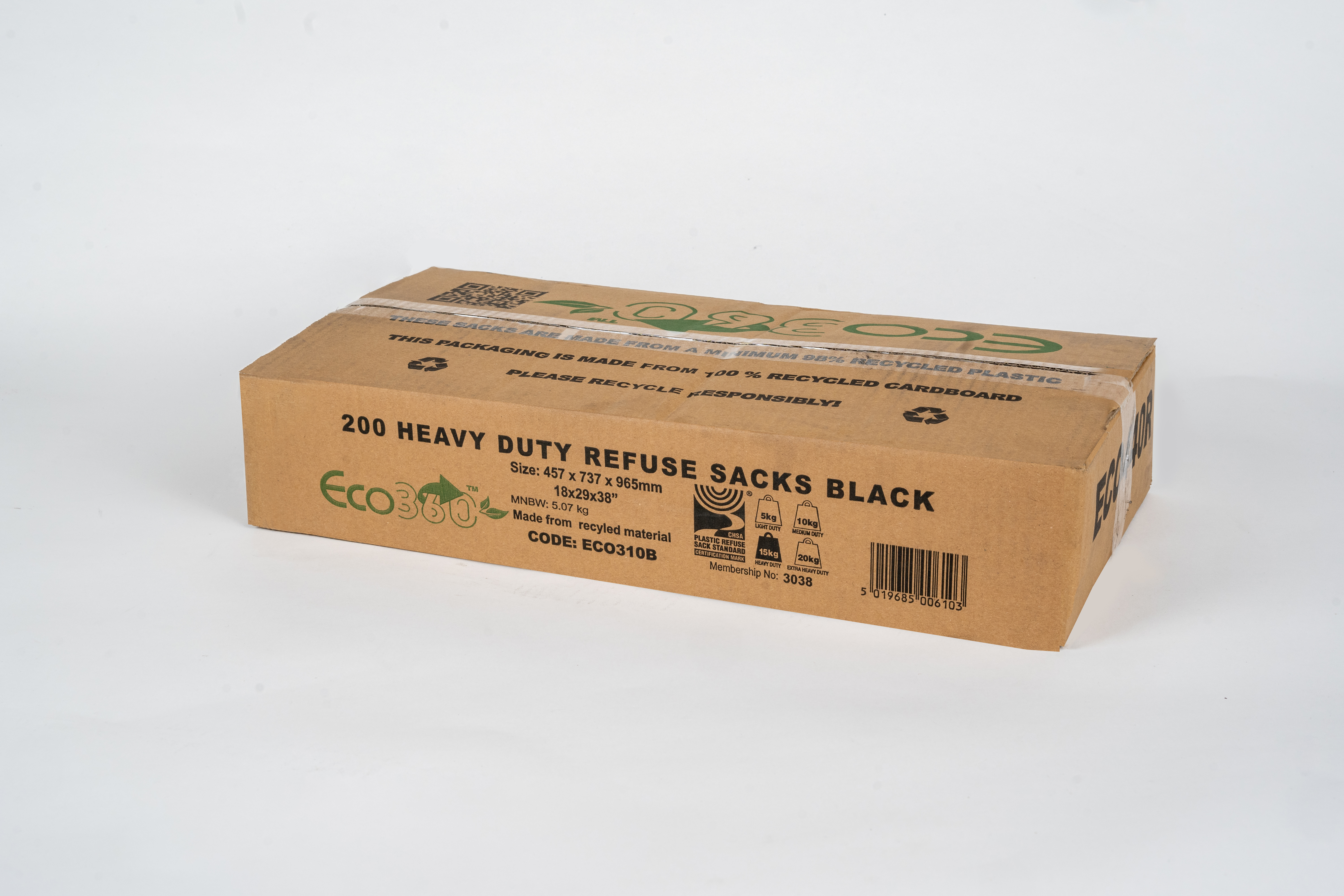 Heavy Duty Black Refuse Sacks 464x756x959mm (18x29x38'') (Flat-Packed)